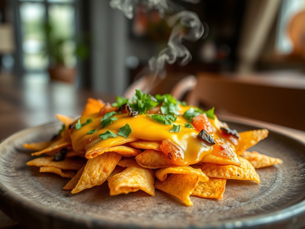 Nachos con queso fundido