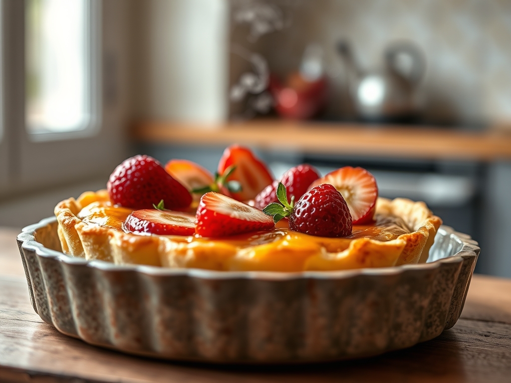 Tarta de fresas con nata